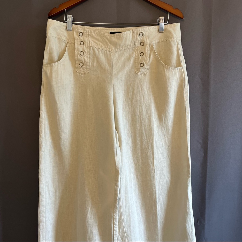 Venus Womens The Luna Fit 100% Linen Wide Leg Lightweight Palazzo Pants Size 14
